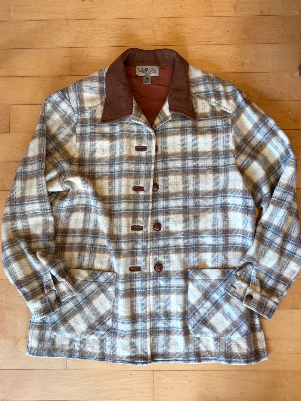 70s Vintage Plaid Wool blend Jacket Shirt